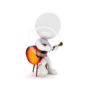 3d white people playing fingerstyle guitar