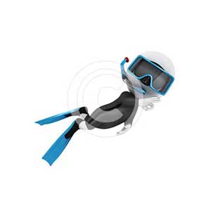 3d white people scuba diver