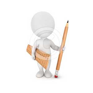 3d white people with pencil and ruler