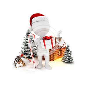 3d white people christmas scene