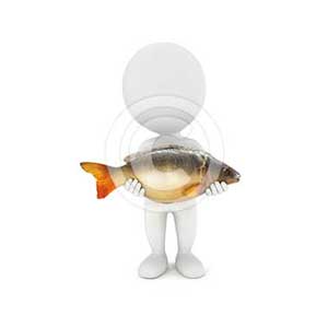 3d white people caught a carp fish