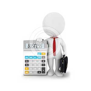 3d white people business calculator