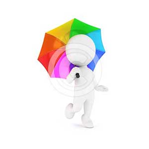 3d white people multicolored umbrella