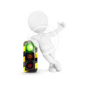 3d white people traffic light on green