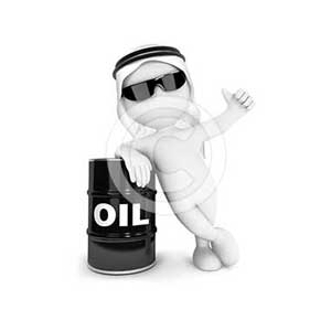 3d white people emir with a barrel of oil