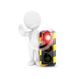 3d white people traffic light on red